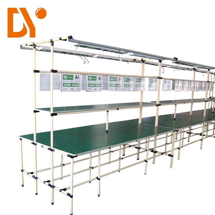 Double Side Assembly Line Pipe Work Table ESD For Workshop Conveyor
