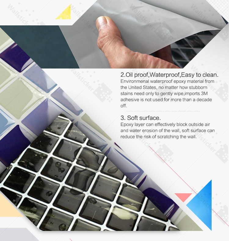 Peel and Stick Tiles Kitchen Backsplash Tiles 3D Wall Stickers 6 Tiles/Pack Kitchen Wall Stickers