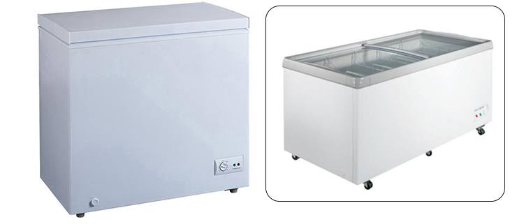 Commercial high efficiency chest freezer horizontal freezer with lock