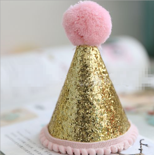 生日帽子女孩男孩生日派对帽子蛋糕粉碎帽子生日派对帽子任何年龄粉红