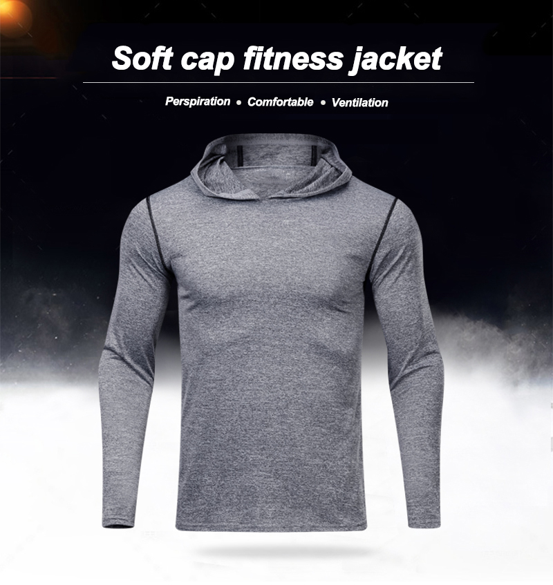 Athletic wear men's long sleeve  running sports slim hooded outdoor sports men casual shirts