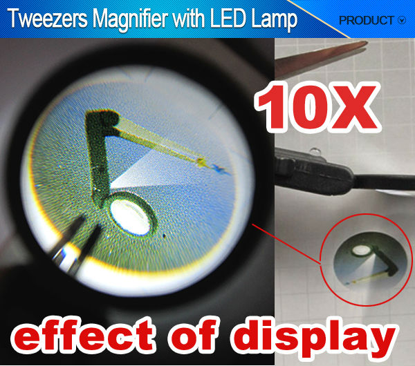 MG1713-4 10X LED Lumière Loupe Portable Pince Loupe