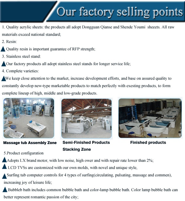 Glass Front 7 Color Air Lights Jetted Bathroom Freestanding  Acrylic Massage Whirlpool Bathtubs