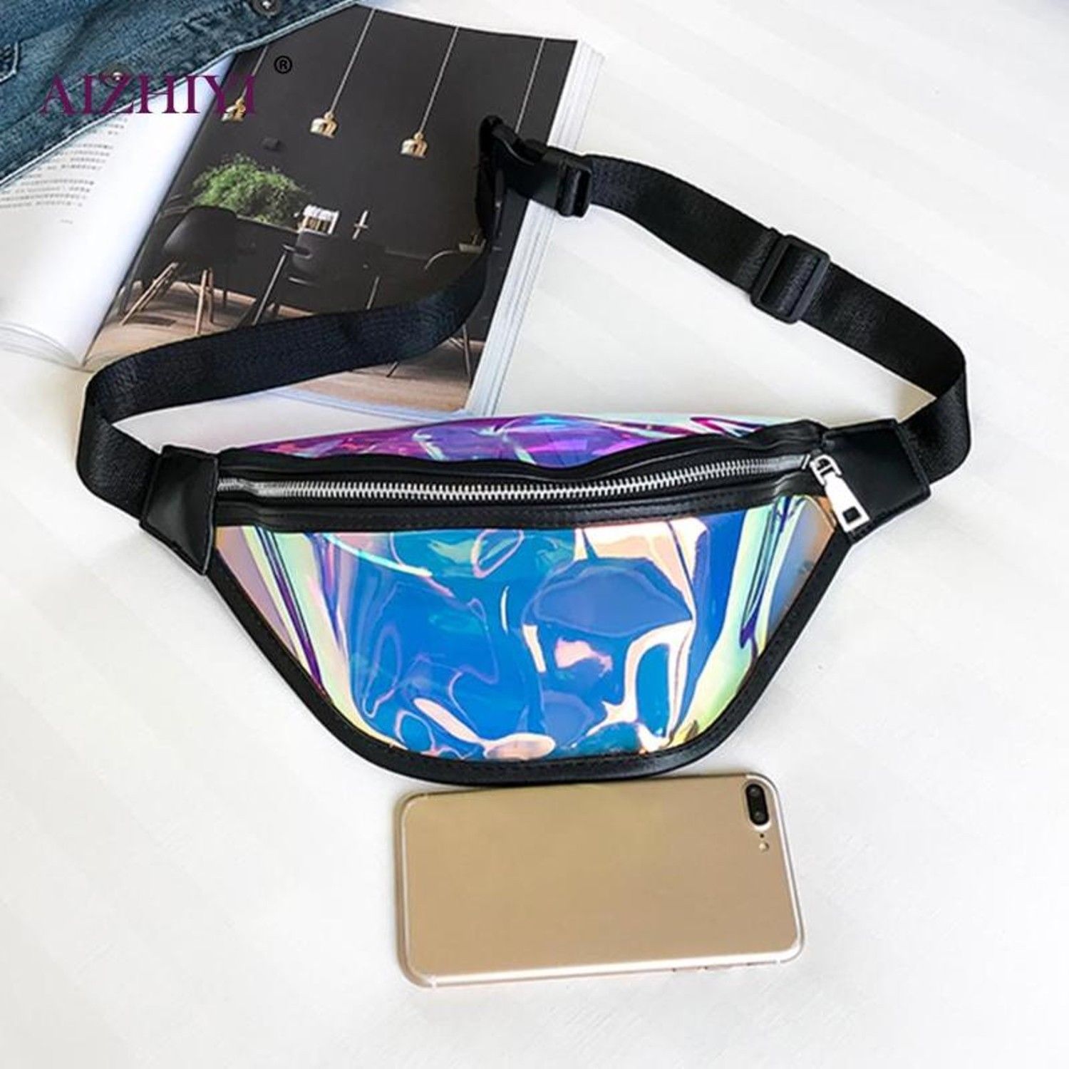 Marsupio da donna con ologramma laser in PVC Marsupio riflettente marsupio