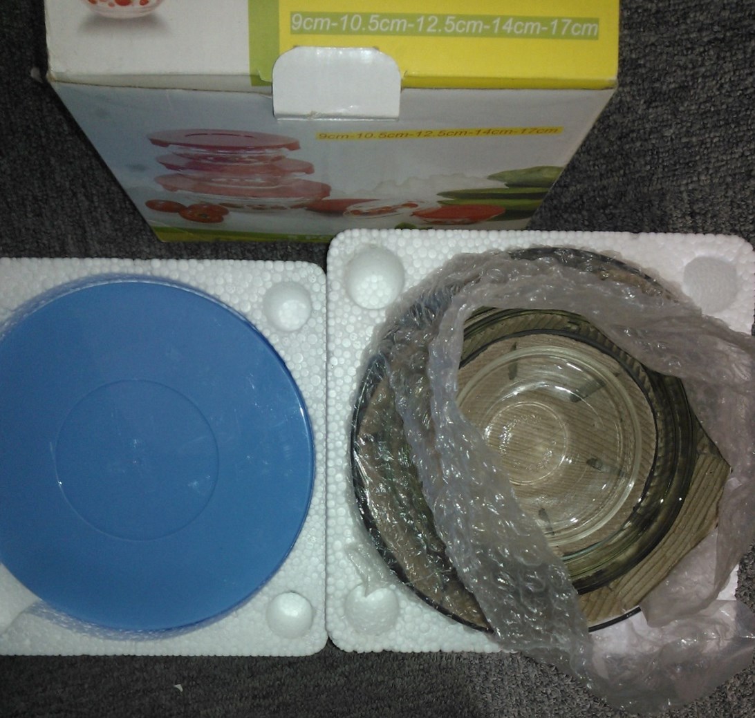 Fruit salad 5 pieces glass mixing bowl set With PET lid