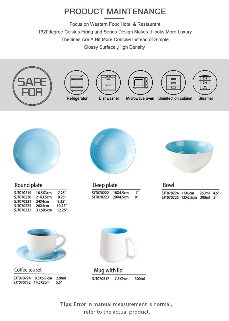 Creative Dinnerware Ceramic Skype Blue Tableware