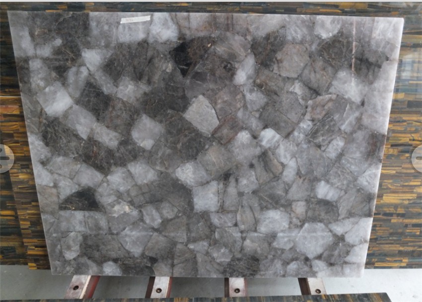 semi precious stone smokey quartz  crystal slab home hotel decor