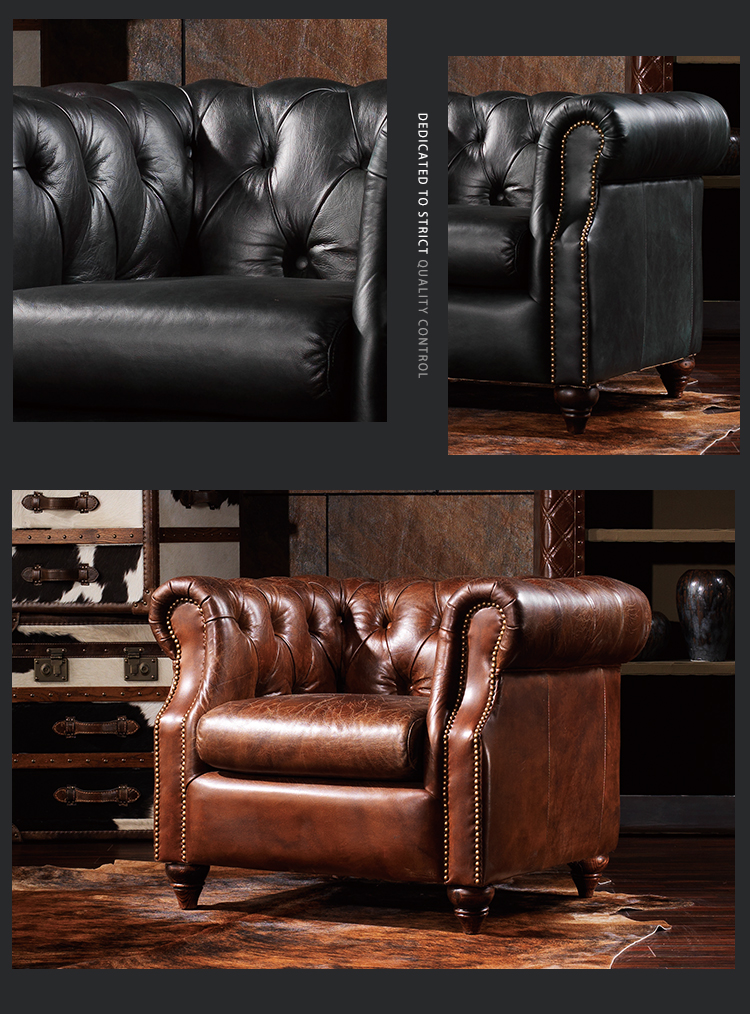New premium leather sofa chair for living room club  chairs sofa vintage loft industrial furniture