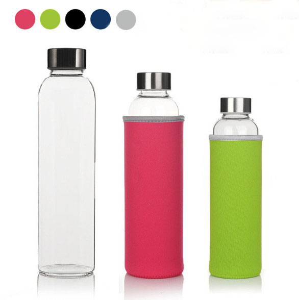 18oz Stainless Steel lid with Carrying Glass water Bottle