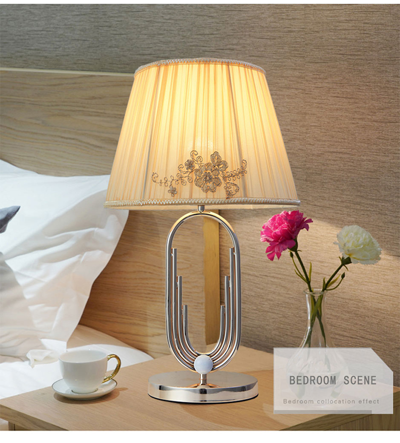 Hotel decoration engineering lamp LED table lamp Modern bedroom bedside metal+cloth lampshade table lamp