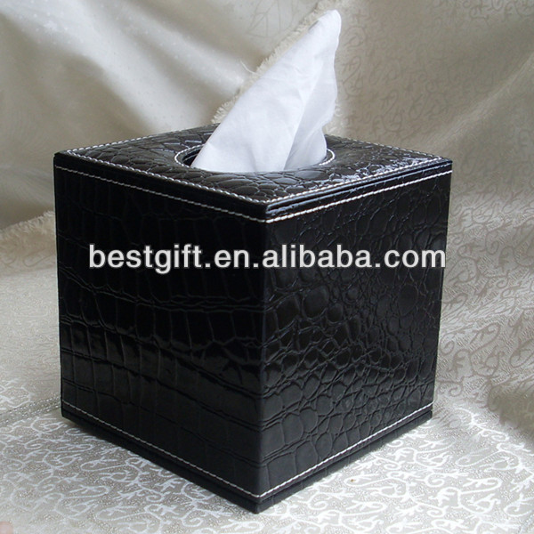 ワインレッド クロコダイル風 ティッシュボックス レッドクロコダイルレザーティッシュボックス/高級ホテル用