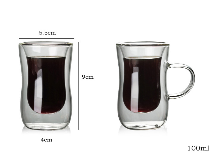 Factory supply clear Turkish double wall glass coffee cups