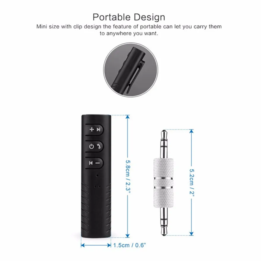 3.5mm jack Bluetooth Car Kit Hands free Music Audio Receiver Adapter Auto AUX Kit for Speaker Headphone Car Stereo clip Receiver