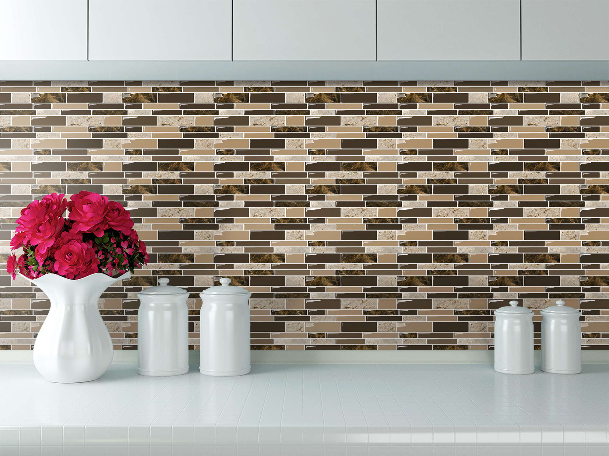 Marble strips Peel and Stick Vinyl Wall Tile stickers Backsplash decal