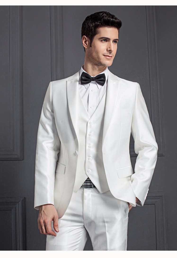 服装供应商中国 3 件白色外套男士西装