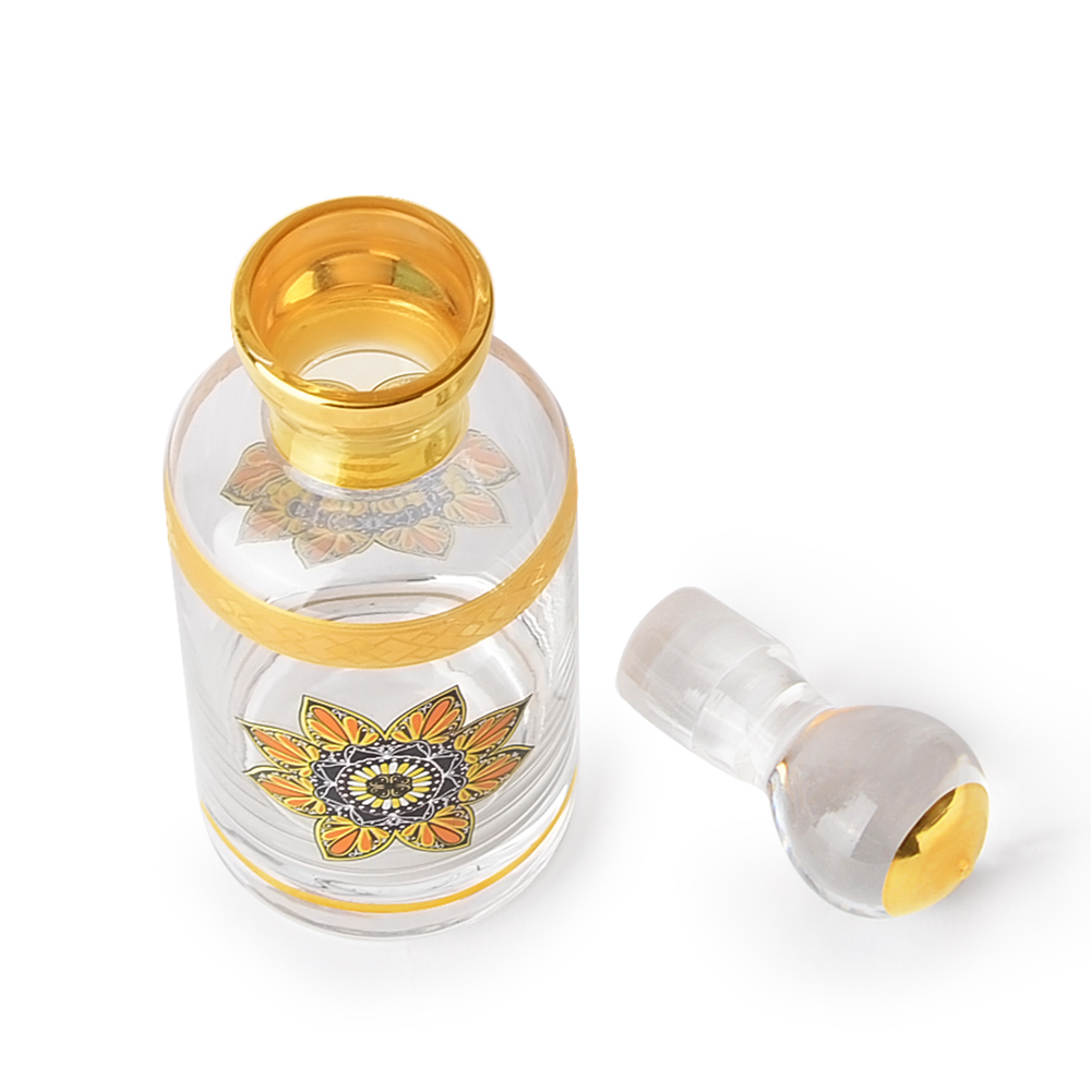 高品质空印花水晶玻璃瓶用于香水 attar 玻璃瓶包装