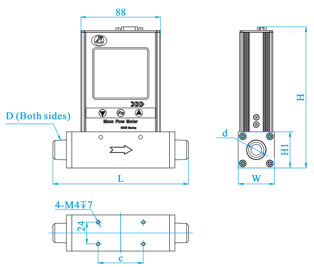 4-20mA nitrogen gas biogas mass flow meter