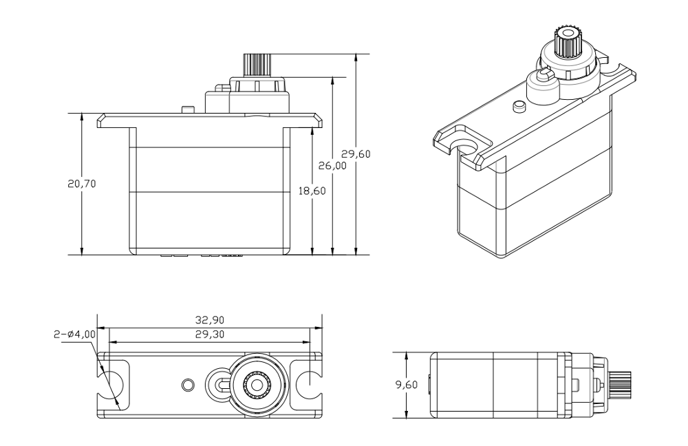 Robot Rc Servo Motor Torque 0.82kg.Cm Corona SB6033 0