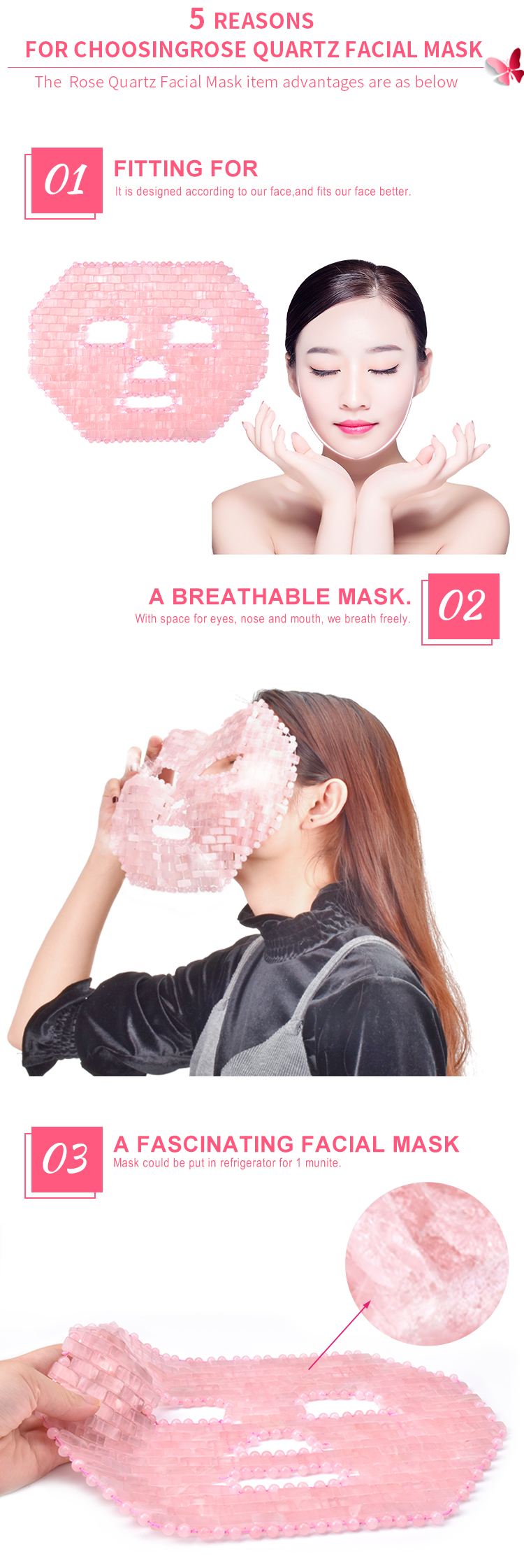 rose quartz facial korean face mask for skin care