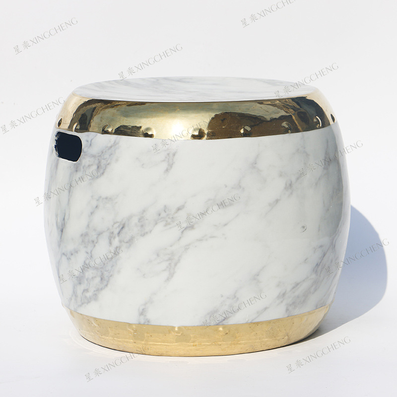Porcelain kids garden seat  flower stand ceramic drum stool with different single color for home decoration