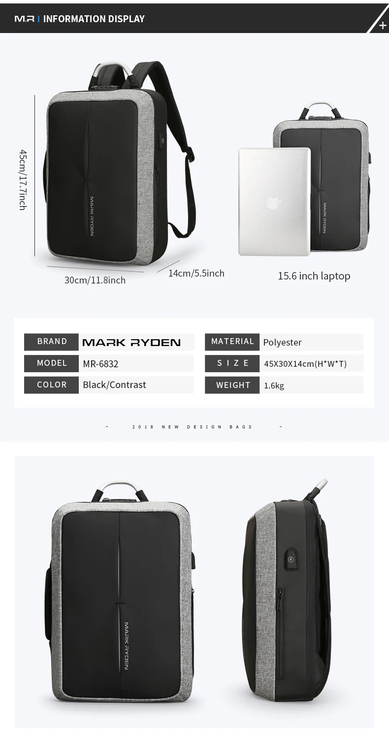 CZ/ABD/Rusya depo doğrudan teslimat sırt çantası kodlu kilit sihirli sırt çantası 15.6 inç laptop çantası