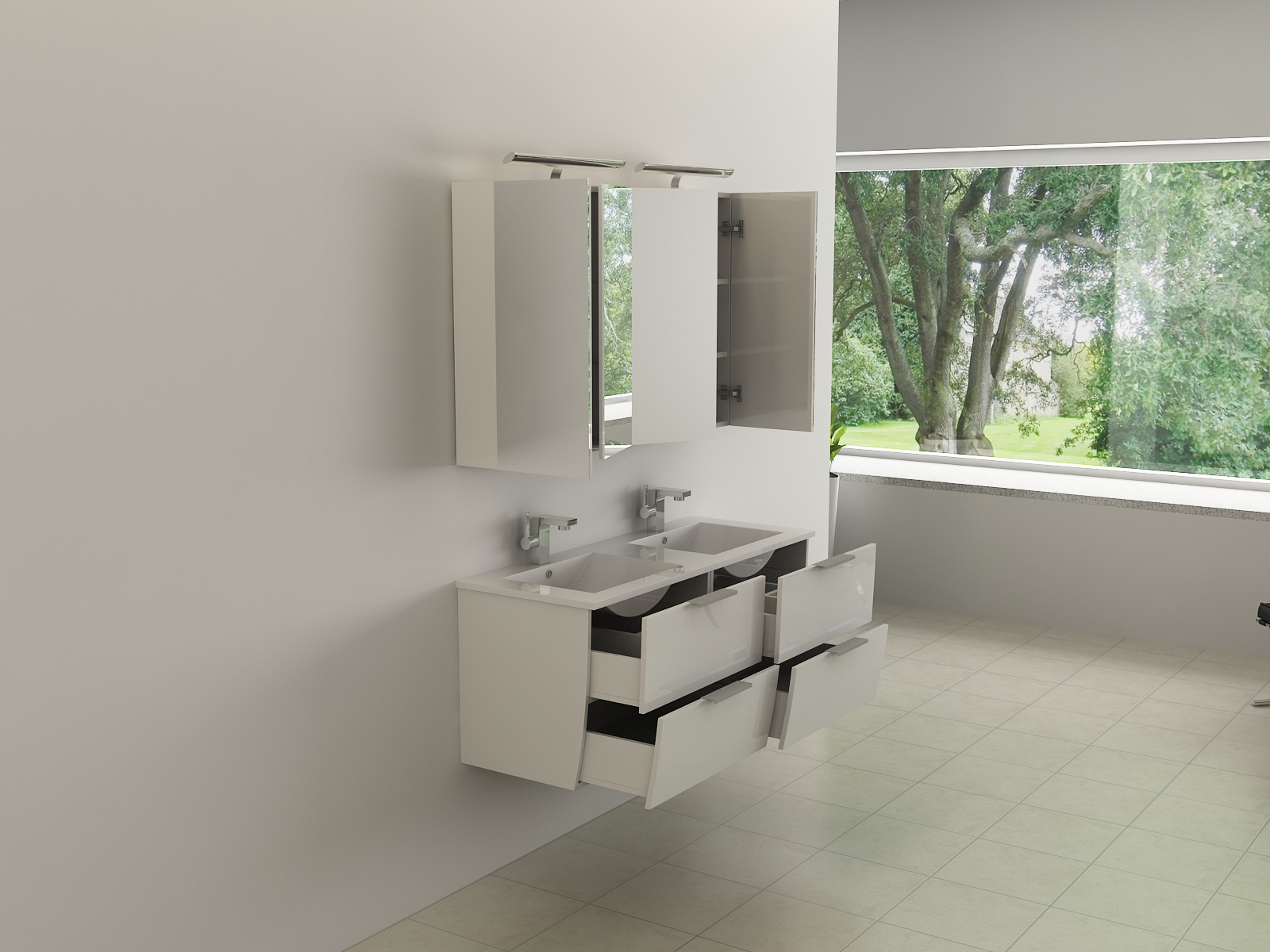 底部弯曲便宜的小浴室家具双水槽浴室壁挂式洗手盆