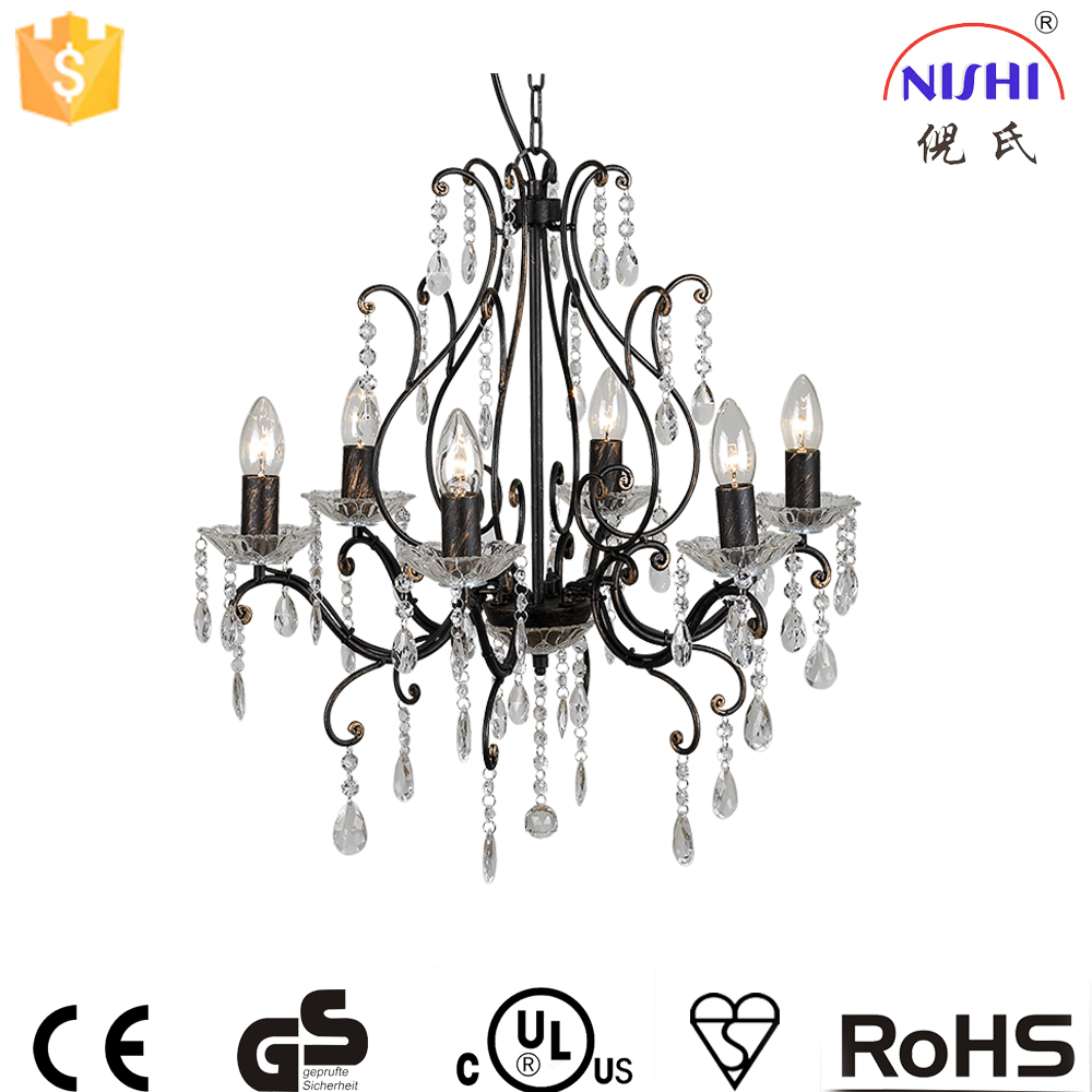 Chandeliers crystal 6 arms candle decorative pendant light