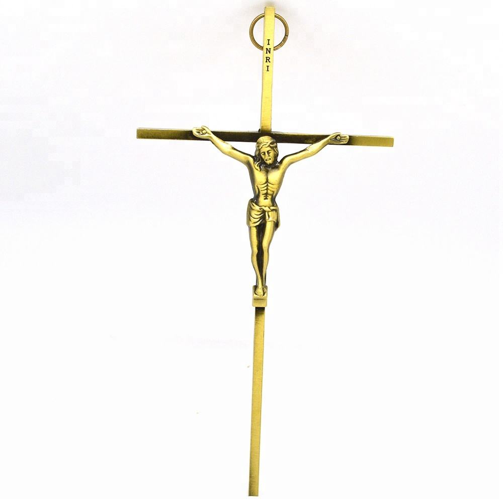 Crocifisso Da Tavolo In Metallo - Decorazione Religiosa Con Base Per Casa O Cappella