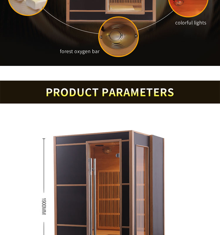 2 person new style far infrared carbon heating panel sauna room