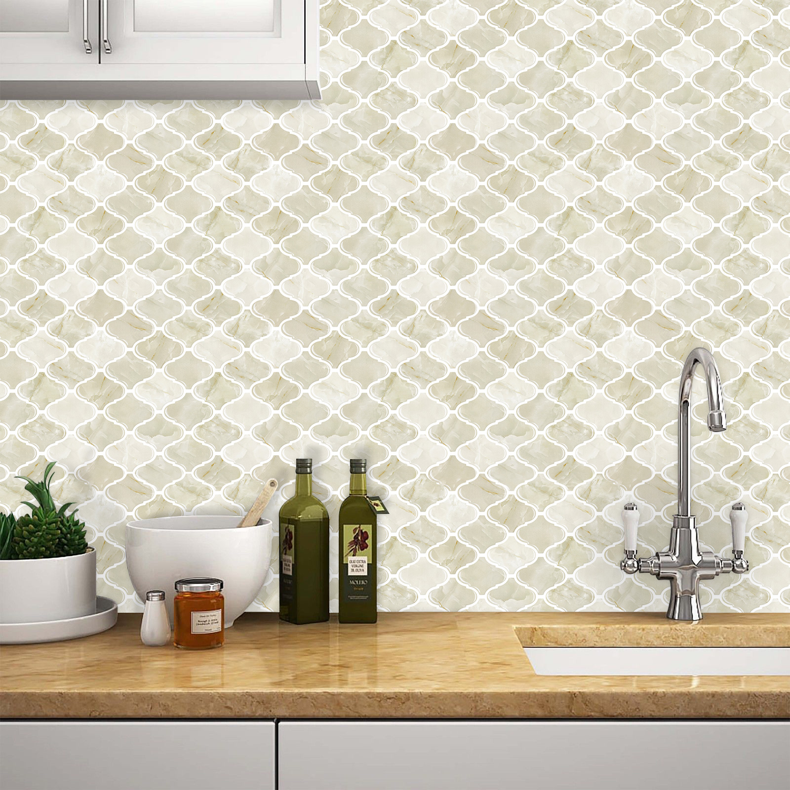 10" x 10" Peel and Stick Mosaic Tile in light yellow