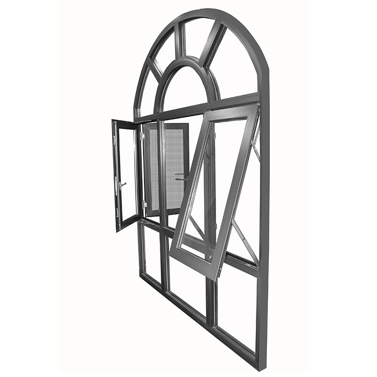 MJL half moon windows customized waterproof 6063-T5 aluminum casement window doors frame
