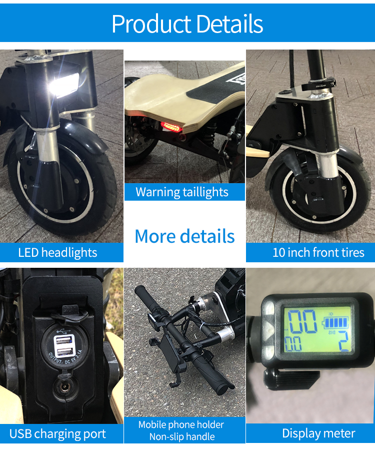 New design 3 wheel 48v lithium 8.5inch big wheel LCD display electric scooter for adult