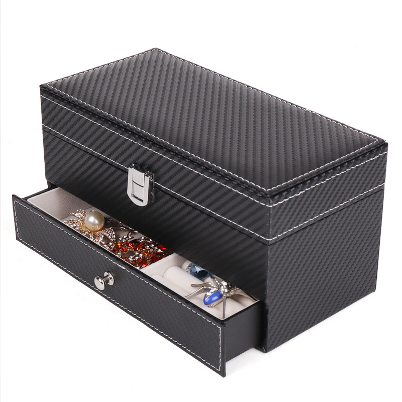Wholesale Double Layer Black PU Jewelry Watch  Storage Box