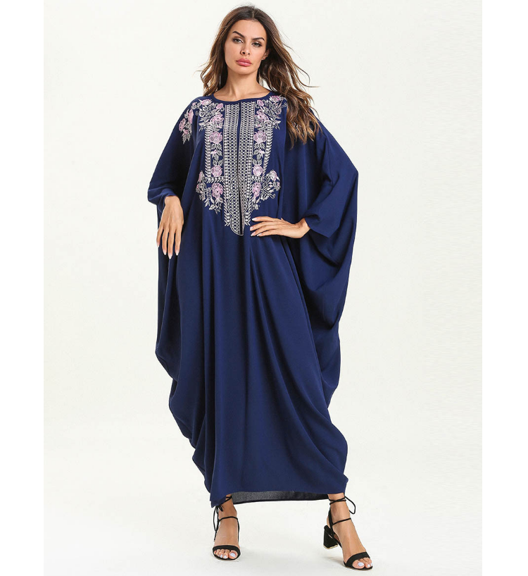 穆斯林宽松的 o 领 abaya 休闲刺绣免费大小伊斯兰优
