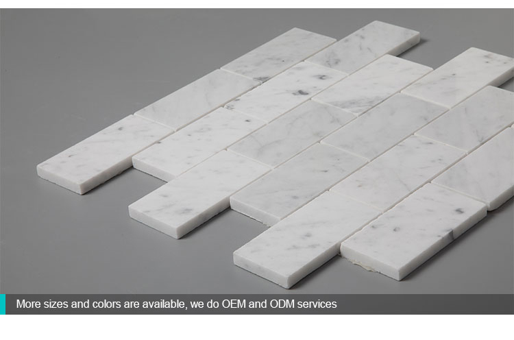 Polished White Marble Tile Carrara Brick Mosaic for Wall and Floor
