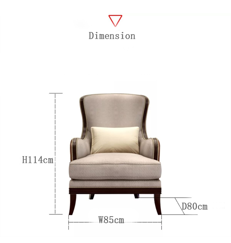 Retro American furniture high back sofa chair single living room fabric wood tiffany chair  luxury hotel room chair