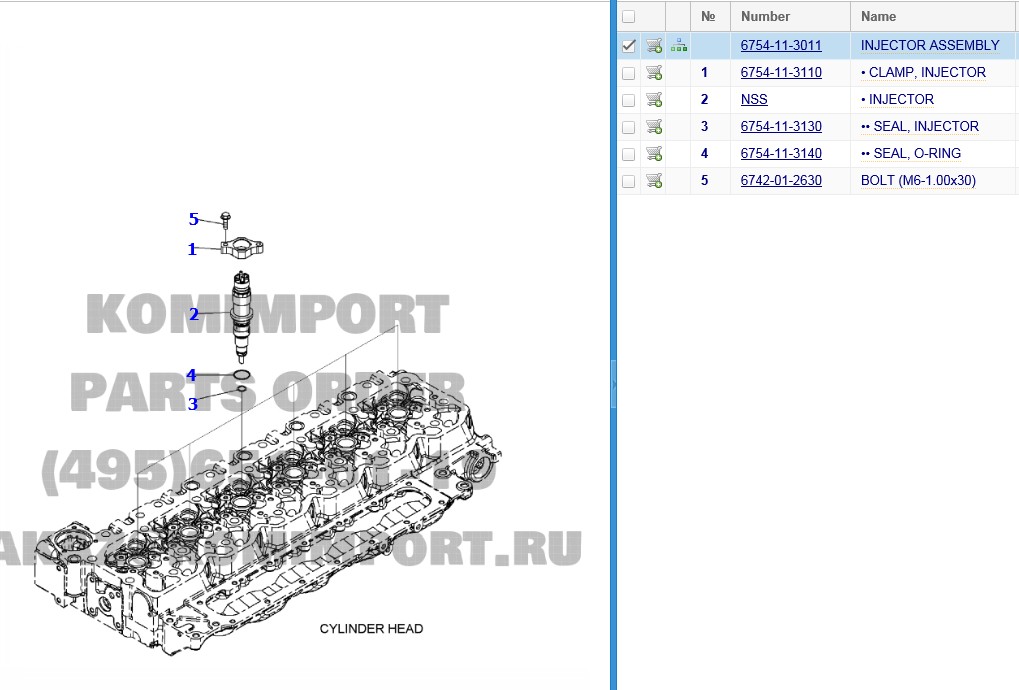 Komatsu PC200-8 PC220-8 Injector 6754-11-3011 Genuine