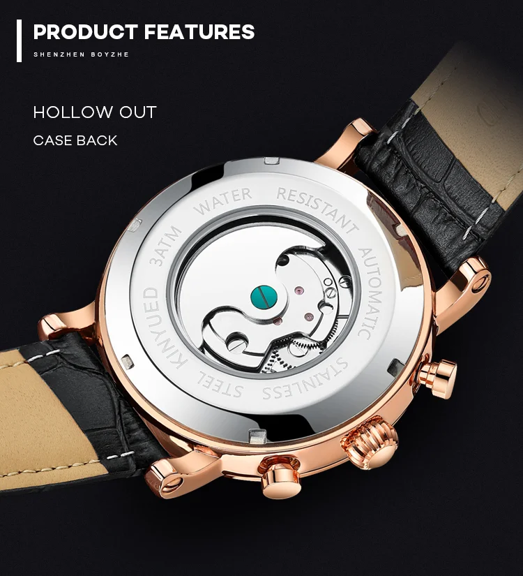 KINYUED Brand Automatic Mechanical Tourbillon Watch Wrist Glass Digital Men's Alloy Round Buckle Custom Logo Original Luxury Men