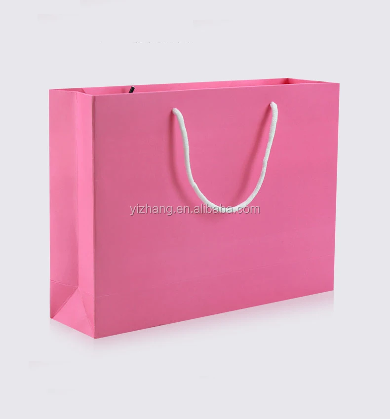 Hot Selling 10*12*6 cm Plain Pink Kraft Paper Doll Packaging Gift Bags with Rope Handle