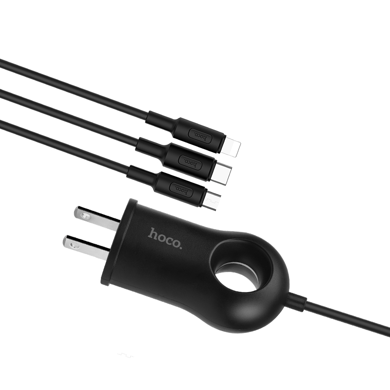 Hoco C44 Plentiful 3 In 1 Usb Cable US Pulg Charger