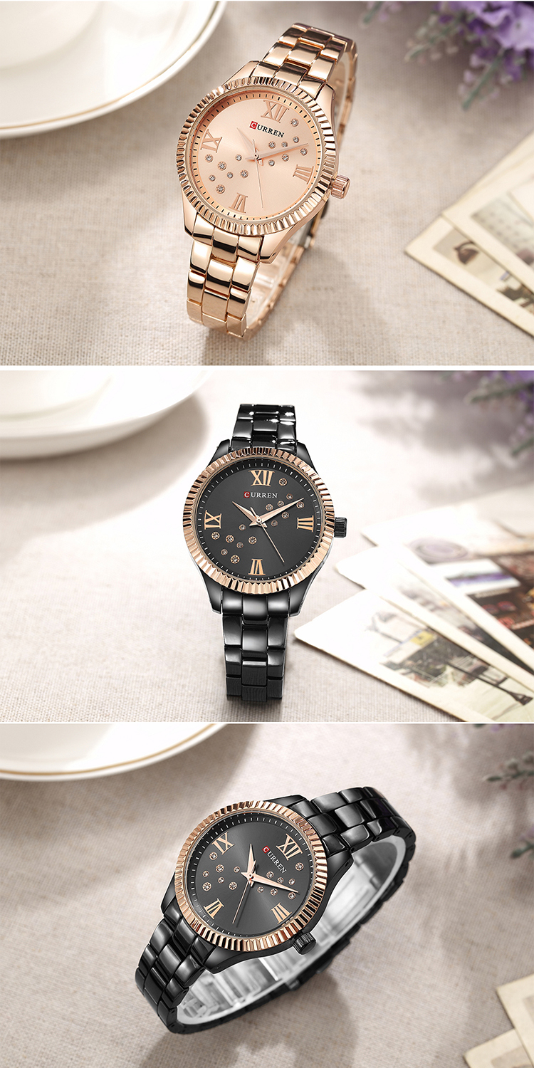 CURREN – montre-bracelet à Quartz pour femmes et filles, Design cristal, 9009