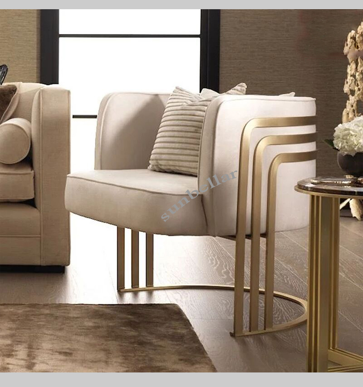modern design white velvet accent chair with gold stainless steel frame  fancy armchairs for living room hotel clubs cafe shop