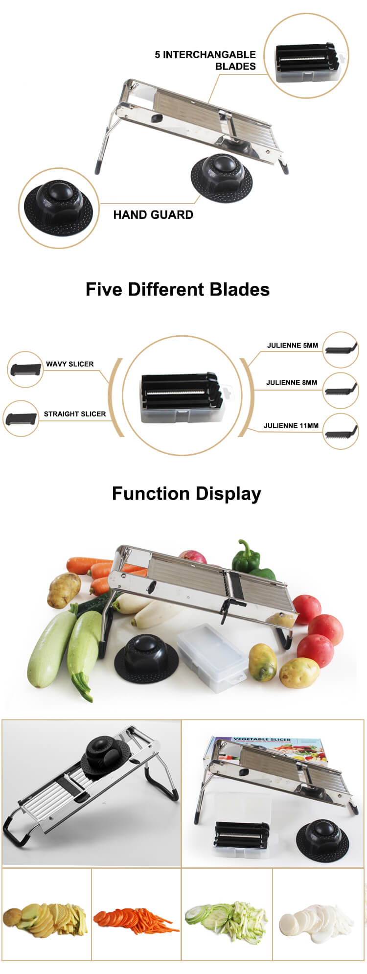 Home Manual Stainless Steel Multi Blade Vegetable Slicer