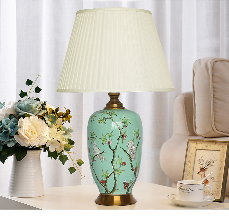 Ceramic table lamp with flower painting for decor in living room  porcelain lighting for bedside hotel from Jingdezhen wholesale