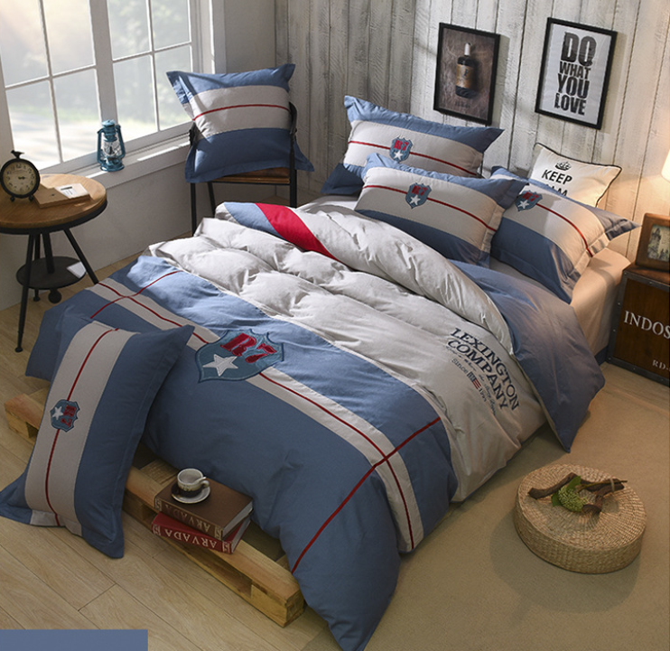 Boys Cartoon Cotton Twin Duvet Cover and Pillow, Red and Blue Kids single Gift Reversible Comforter Bedding Sets