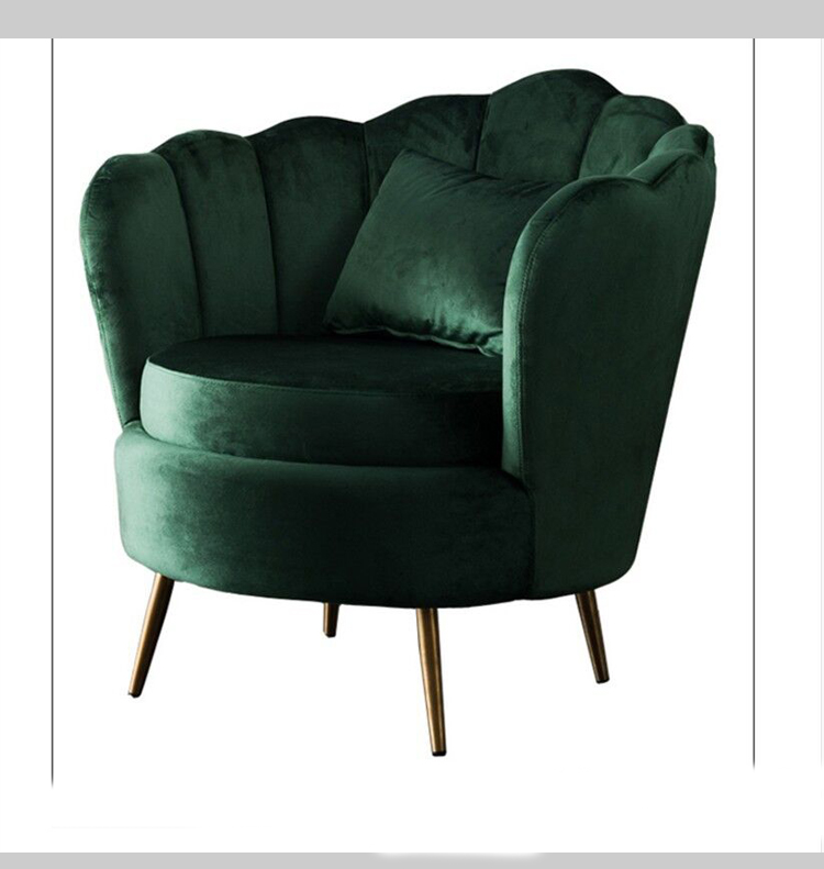 modern design accent chair velvet flower shape stainless steel legs leisure armchair for cafe and living room hotel restaurant