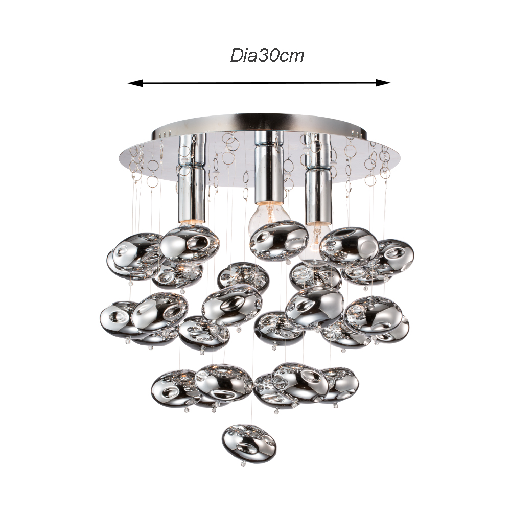 LED glass ball modern round chrome ceiling Light
