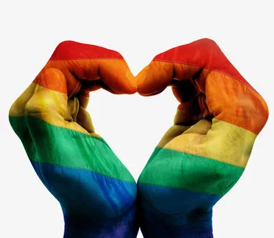 定制小尺寸摇旗聚酯印花 lgbt 同性恋骄傲 14 * 21厘米手持彩虹旗