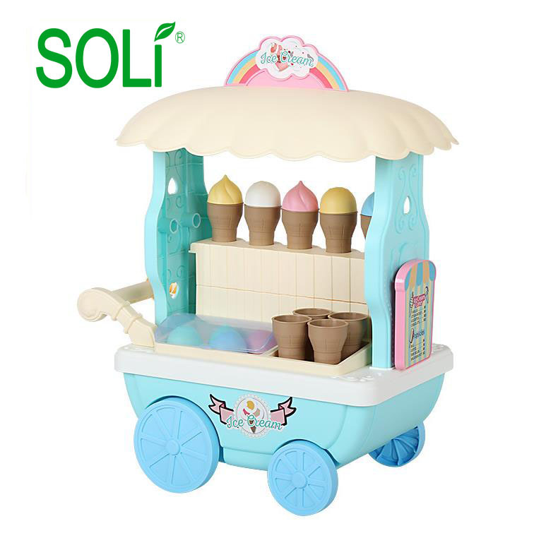Ice cream cart toy simulation small wheelbarrow set toys for girl