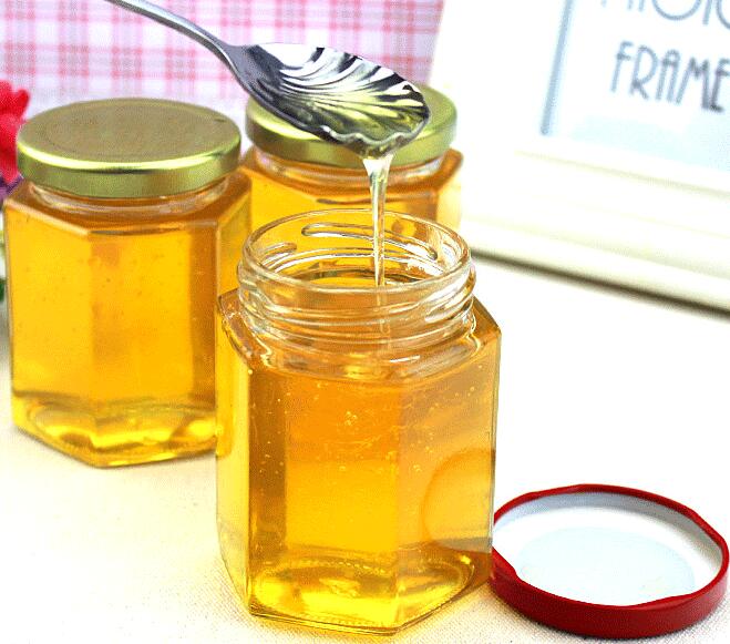 200ml High quality hexagon glass honey jar / glass storage jar for jam